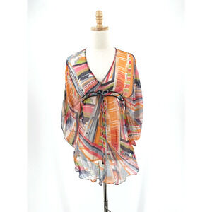 VTG Y2K Boston Proper Women Silk Babydoll Top Size 6 Kimono Fairy Artsy Ethereal